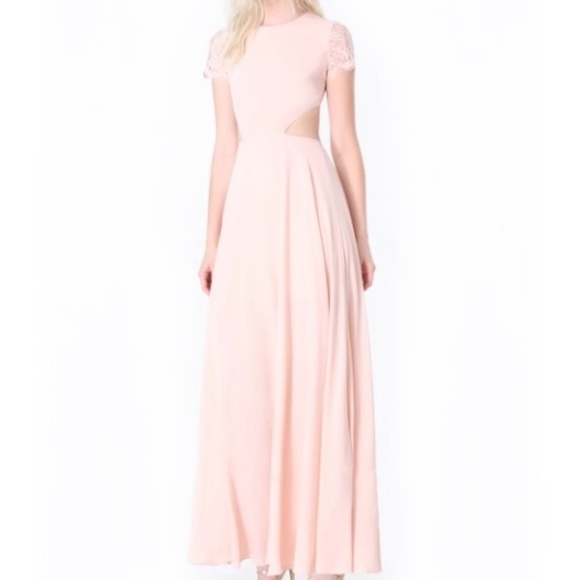 NEW - BEBE Open Back Lace Cutout Dress - Blush - Picture 5 of 7